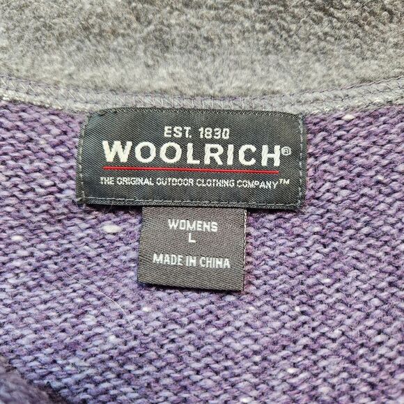 Woolrich Purple Wool 1/4 Zip Mock Neck Pullover Sweater Cottagecore Cabincore L - Picture 12 of 13